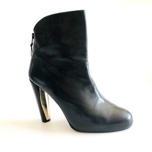Stuart Weitzman Black and Gold Heeled Boots